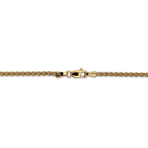 2mm, 14k Yellow Gold, Solid Spiga Chain Necklace, 20 Inch - Picture 4 of 8